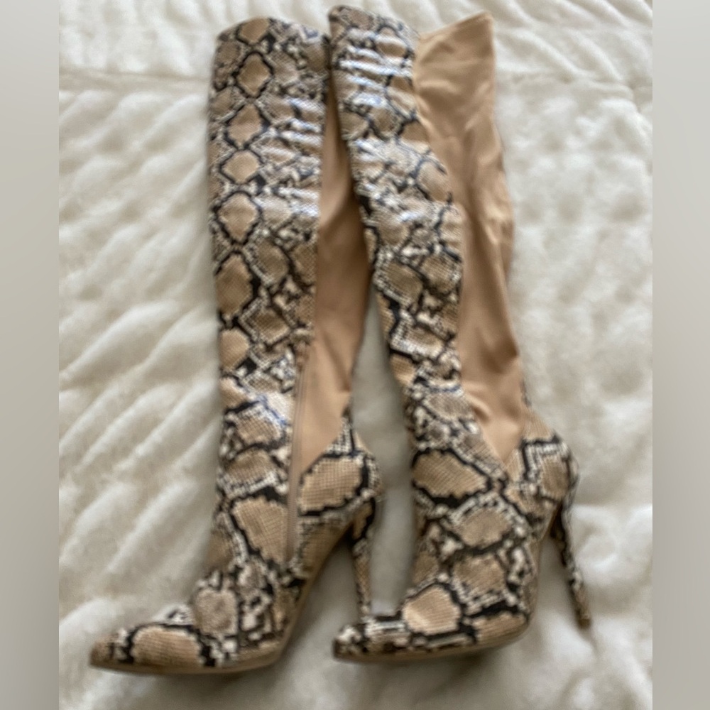 Gorgeous Python Over The Knee Boots 7 1/2 - image 1